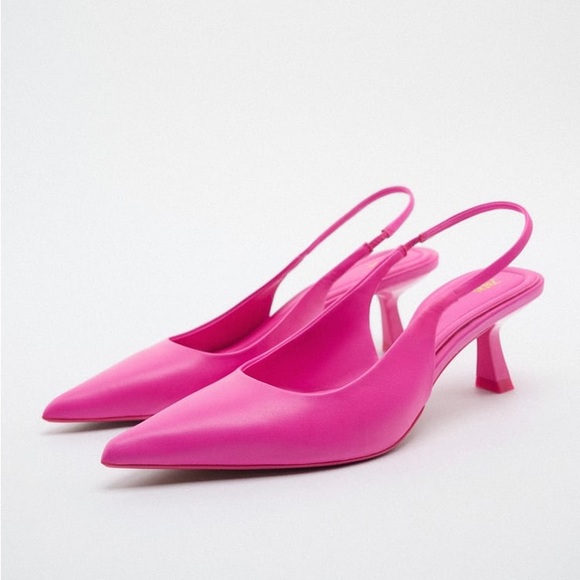 Zara Fuchsia Heeled Slingbacks Size 38 (F) - Picture 1 of 4